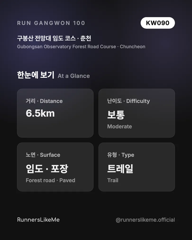 구봉산 전망대 임도 코스 — RUN GANGWON 100 도감 카드 2/4