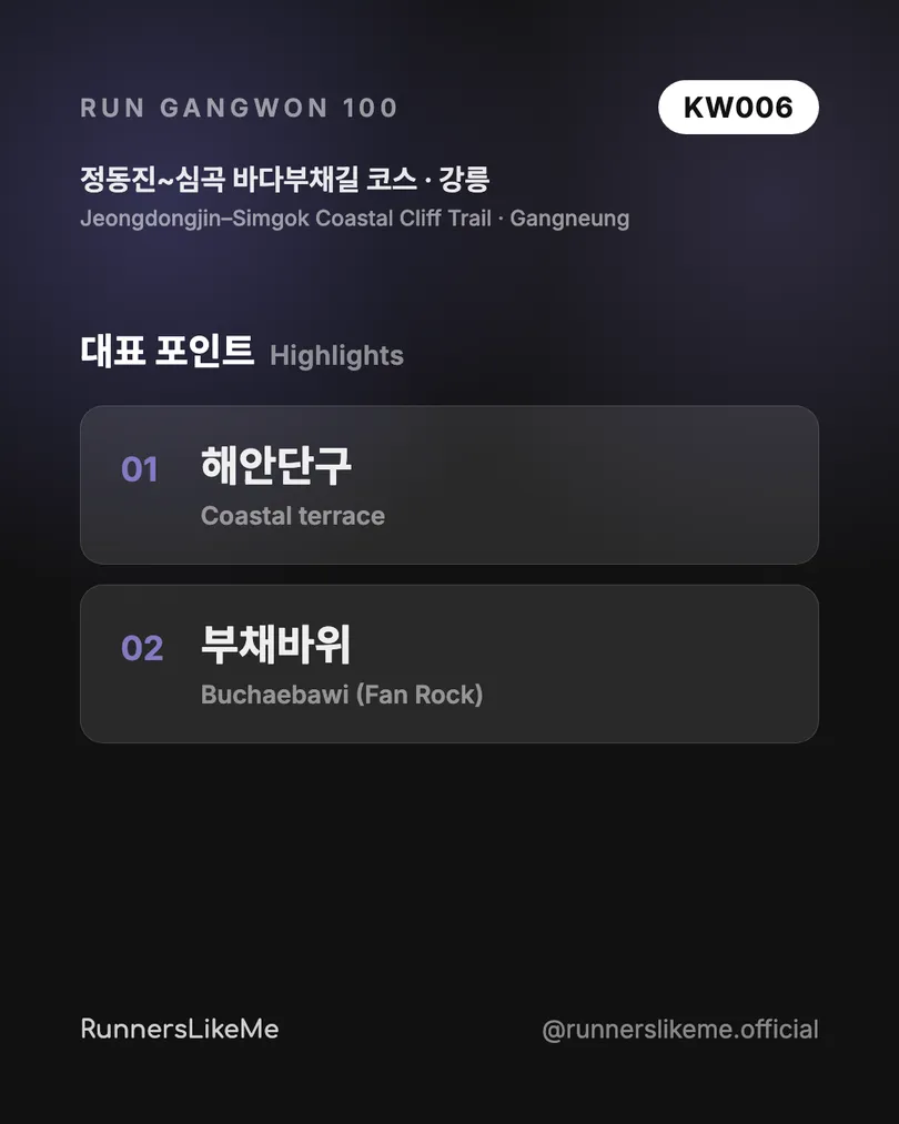 정동진~심곡 바다부채길 코스 — RUN GANGWON 100 도감 카드 3/4
