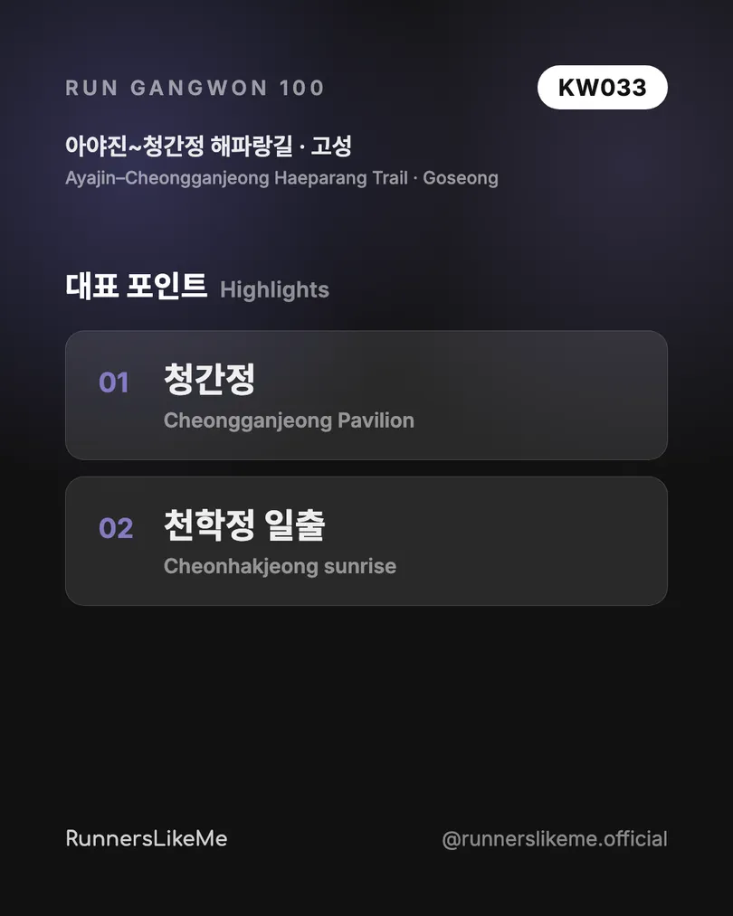 아야진~청간정 해파랑길 — RUN GANGWON 100 도감 카드 3/4