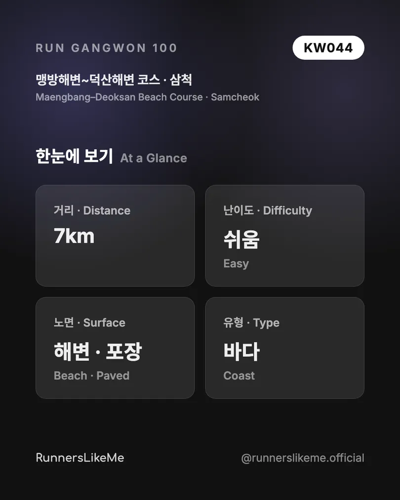 맹방해변~덕산해변 코스 — RUN GANGWON 100 도감 카드 2/4