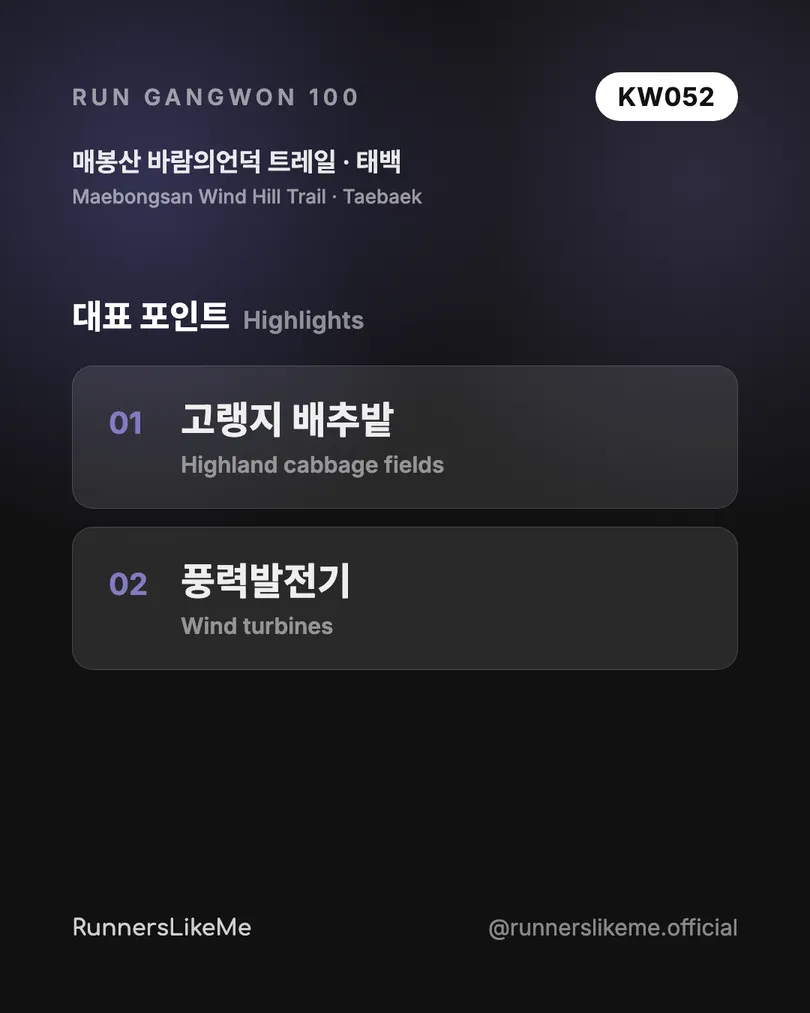 매봉산 바람의언덕 트레일 — RUN GANGWON 100 도감 카드 3/4