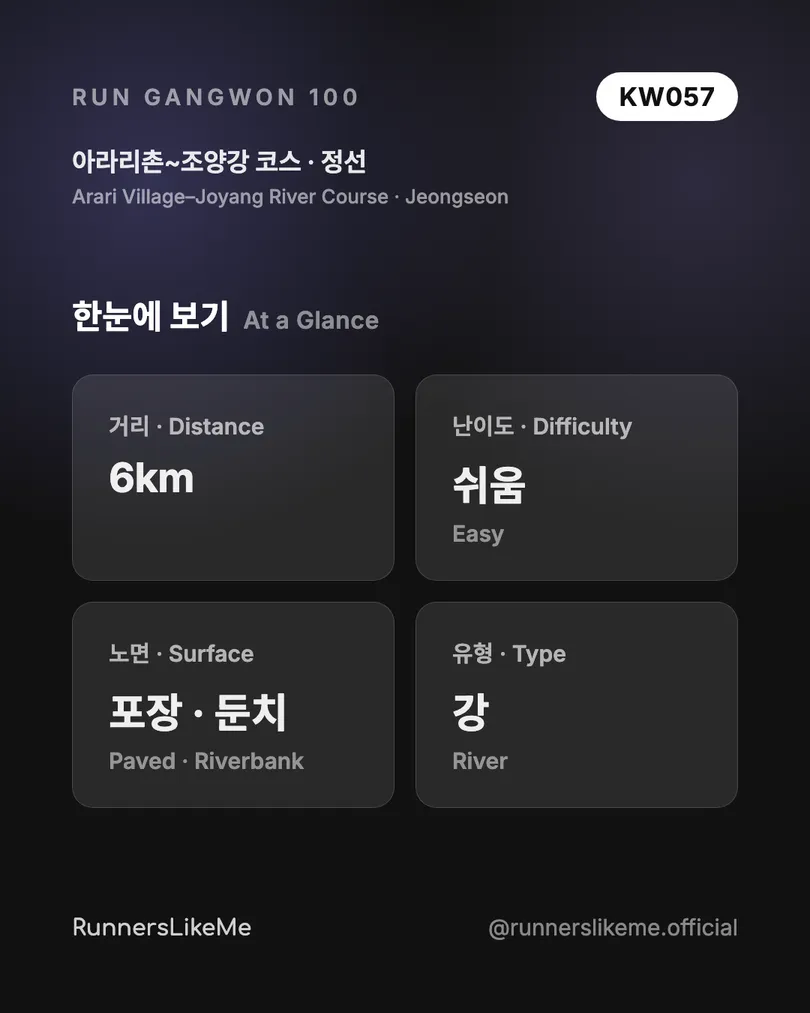 아라리촌~조양강 코스 — RUN GANGWON 100 도감 카드 2/4
