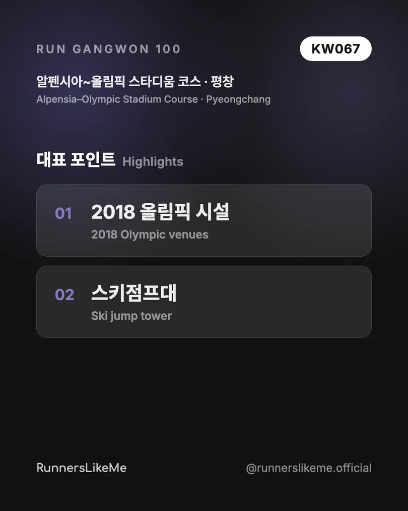 알펜시아~올림픽 스타디움 코스 — RUN GANGWON 100 도감 카드 3/4