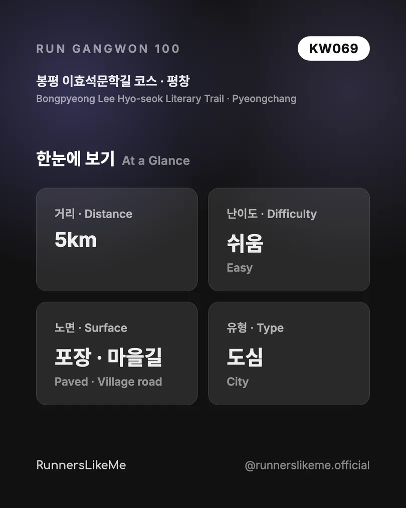 봉평 이효석문학길 코스 — RUN GANGWON 100 도감 카드 2/4