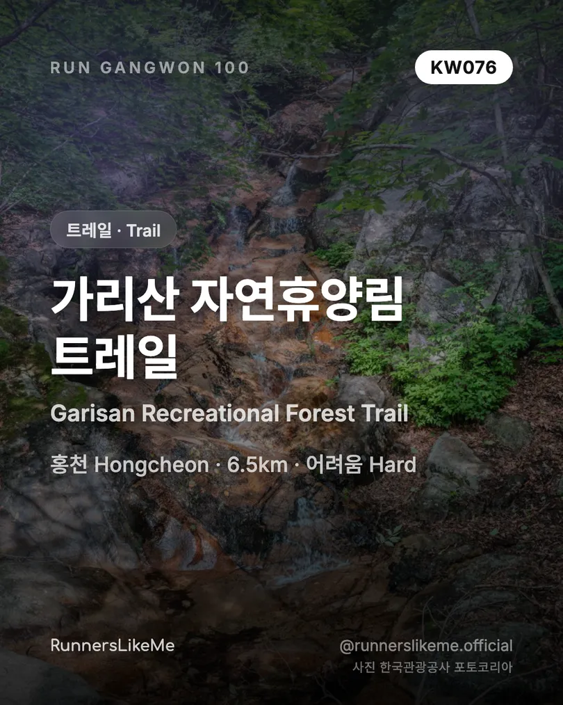 가리산 자연휴양림 트레일 — RUN GANGWON 100 도감 카드 1/4