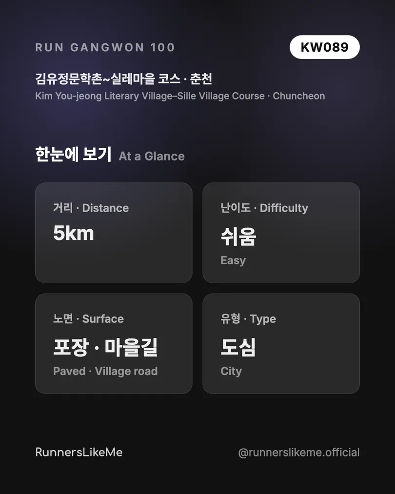 김유정문학촌~실레마을 코스 — RUN GANGWON 100 도감 카드 2/4