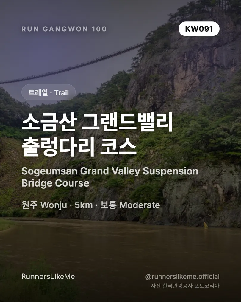 소금산 그랜드밸리 출렁다리 코스 — RUN GANGWON 100 도감 카드 1/4