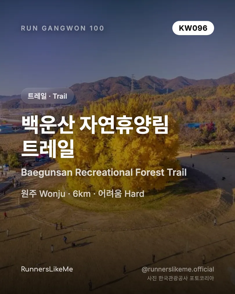 백운산 자연휴양림 트레일 — RUN GANGWON 100 도감 카드 1/4