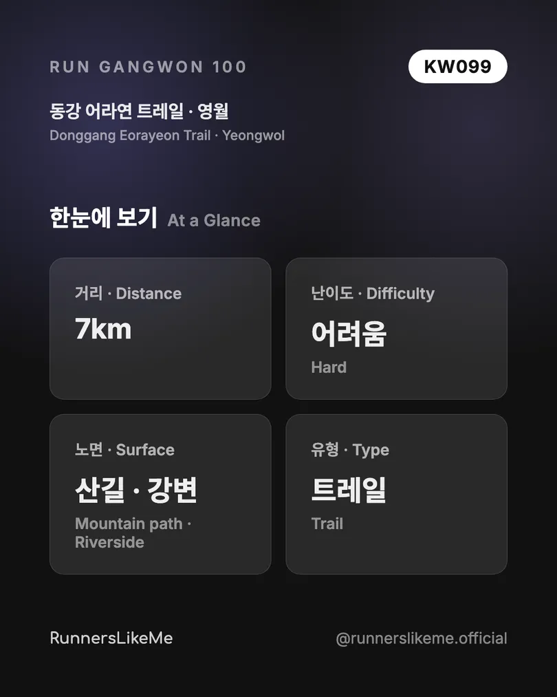 동강 어라연 트레일 — RUN GANGWON 100 도감 카드 2/4